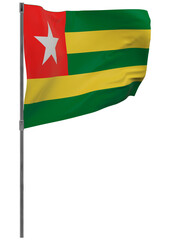 Togo flag on pole isolated