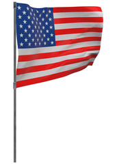 Fototapeta premium United States flag on pole isolated