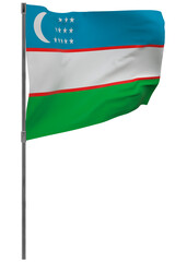 Uzbekistan flag on pole isolated