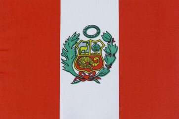 fabric of the national flag of Peru close-up