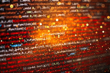 Website HTML Code on the Laptop Display Closeup Photo. Information technology website coding...