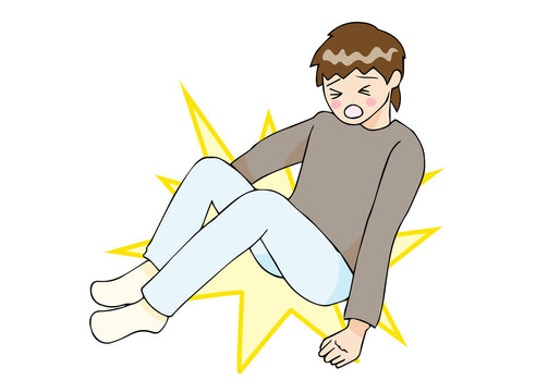 尻もちをついて転倒する男性