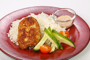 Steamed Rice with chicken cutlet