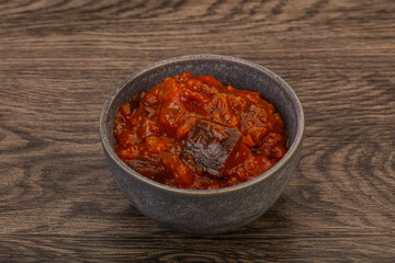 Eggplant saute with tomato and herbs