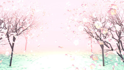 Fototapeta na wymiar 3d rendering picture of cherry blossom garden.