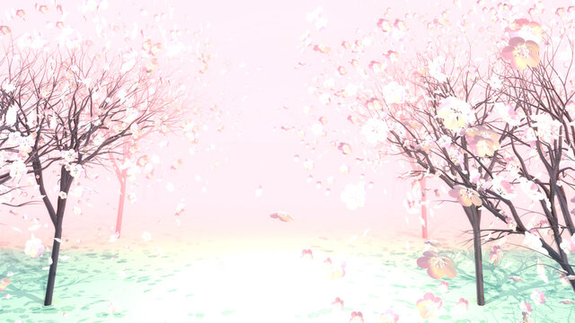 3d rendering picture of cherry blossom garden.