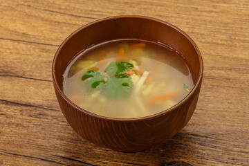 Tasty chicken soup with carrot