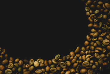 Coffee bean. Close up coffee beans background. Green bean coffee