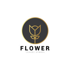fancy flower logo with line art style.