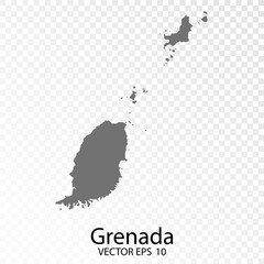  Transparent - High Detailed Grey Map of Grenada. Vector eps10. 