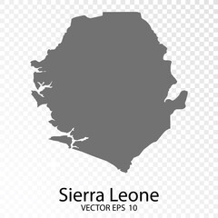 Transparent - High Detailed Grey Map of Sierra Leone. Vector Eps10.
