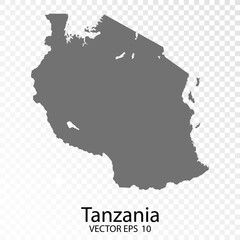 Transparent - High Detailed Grey Map of Tanzania. Vector Eps10.