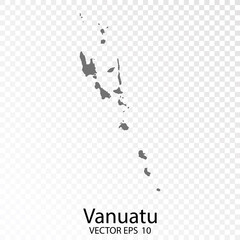Transparent - High Detailed Grey Map of Vanuatu. Vector Eps10.