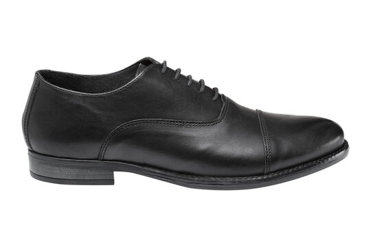 black classic modern leather shoe, on white background