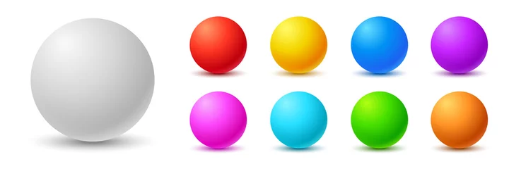 Fotobehang Colorful balls. 3d ball. Set of glossy spheres and balls on a white background with a shadow. Vector illustration © Bank Design Elements