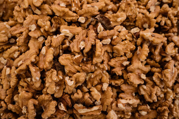 Pieces of walnut as an abstract background texture