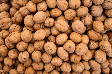 Pieces of walnut as an abstract background texture