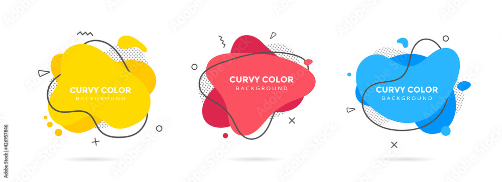 Fototapete 3 modern liquid irregular amoeba blob shape abstract elements graphic flat style design fluid vector