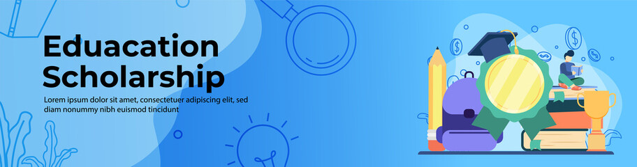 Education scholarship Web Banner Design. Student Loan, diploma scholarship header or footer banner.
