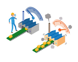 工場の稼働率の違いのイメージ