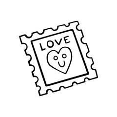 A nice postage stamp with a smiling heart face and the inscription 