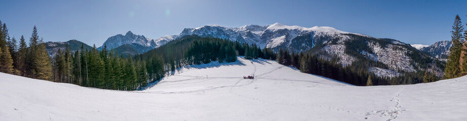 Panorama Przysłop Miętusi na Giewont i Czerwone Wierchy - Zima