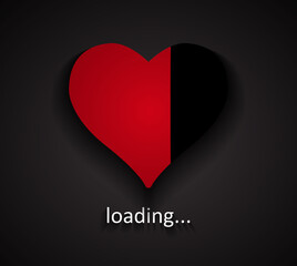 Loading love illustrated with a red heart symbol