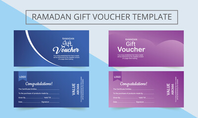 Obraz premium Collection of Ramadan Gift coupons with a discount offer design template. Gift Voucher Template, flyers, banners, promotion, special offer.