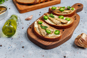 Fish sandwiches with sprats.