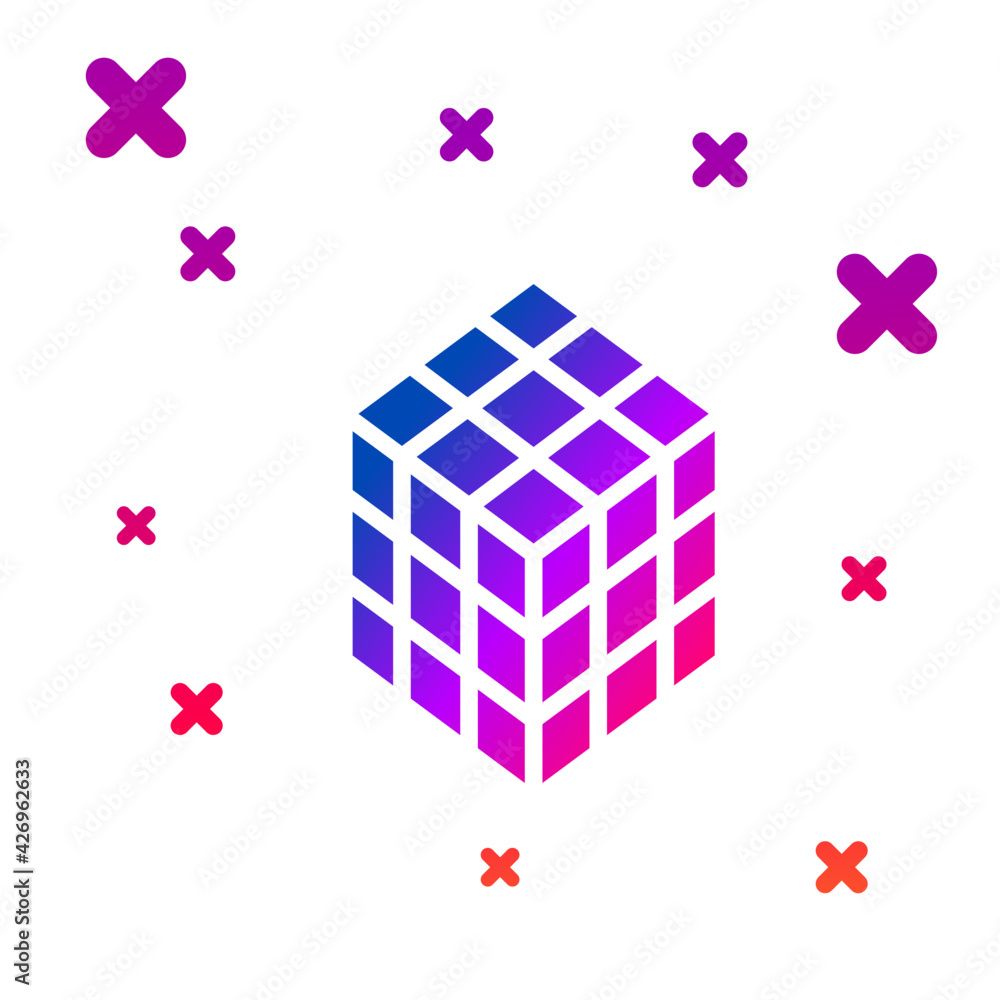 Poster color rubik cube icon isolated on white background. mechanical puzzle toy. rubik's cube 3d combinati