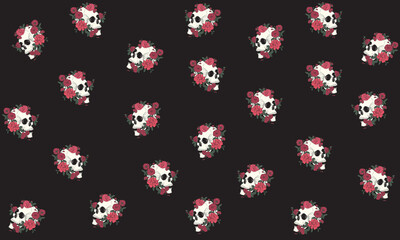 Fototapeta na wymiar Death skulls floral vector pattern design for garments and others. skulls vector park, flower vector design
