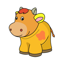 In the world of animals, nature. Vector image of animals in color. cow