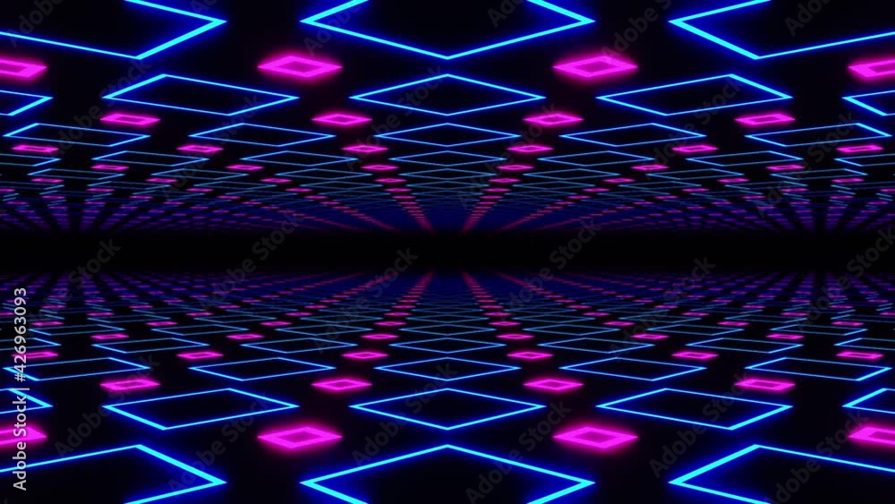 Aufkleber abstract seamless loop of 3d renders sci-fi environment. blue and pink neon square abstract futurist