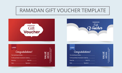 Ramadan Gold luxury vouchers gift template set. Voucher Template, Gift Voucher template perfect for prints, banners, promotion.