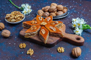 Traditional Azerbaijan holiday Novruz sweets pakhlavas.