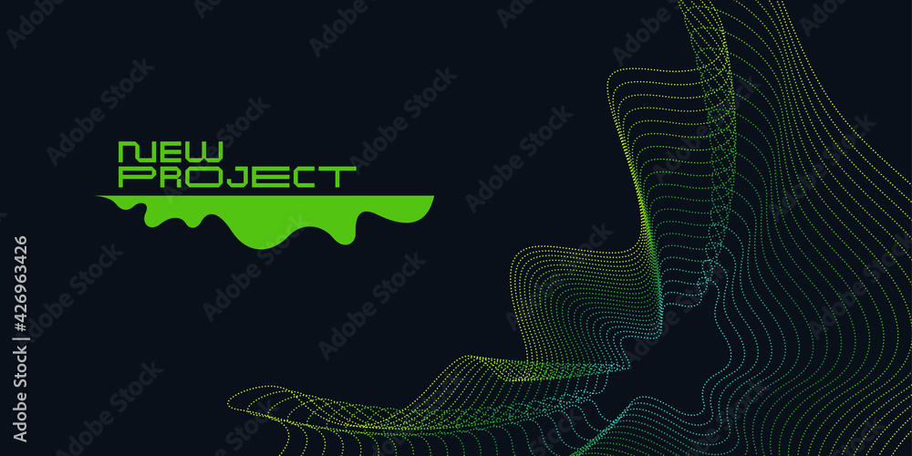 Aufkleber vector abstract background with dynamic waves, line and particles.