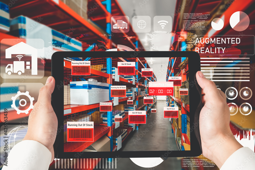 Poster smart warehouse management system using augmented reality technology to identify package picking and