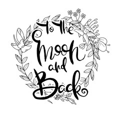 Hand lettering grunge card with flower background. Handcrafted doodle letters in retro style. Hand-drawn vintage typography