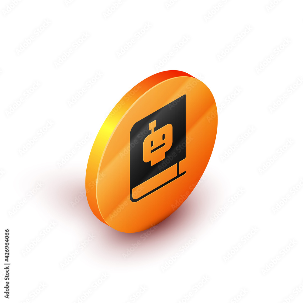 Poster isometric user manual icon isolated on white background. user guide book. instruction sign. read bef