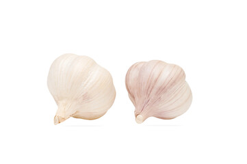 Two Garlic isolated on a white background.