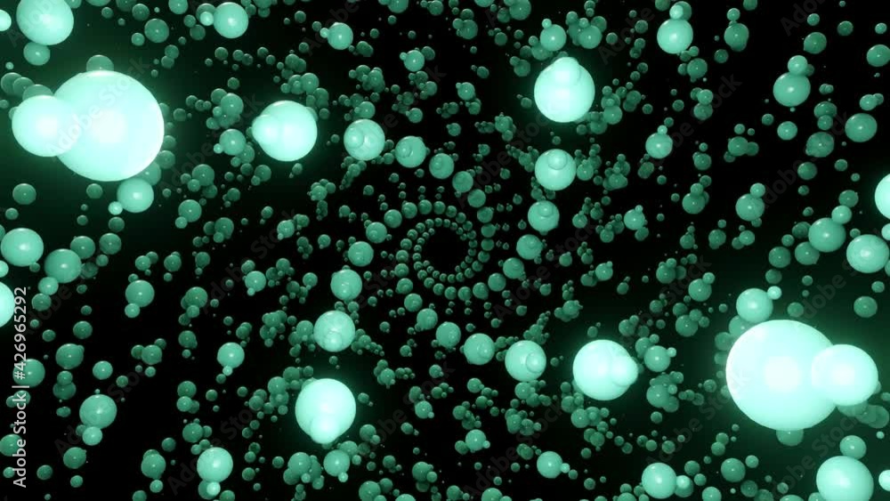 Fototapete abstract seamless loop of 3d renders circles structure. green neon circles abstract futuristic hi-te