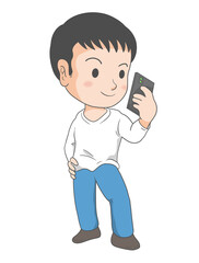 スマホを見る男性