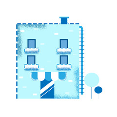 A blue building illustration design,architecture design,building concept