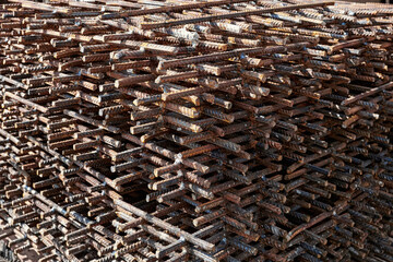 A closeup of a lot of welded steel bars