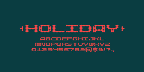 Alphabet font. Capital letters of the Latin alphabet. A dot font consisting of round particles.