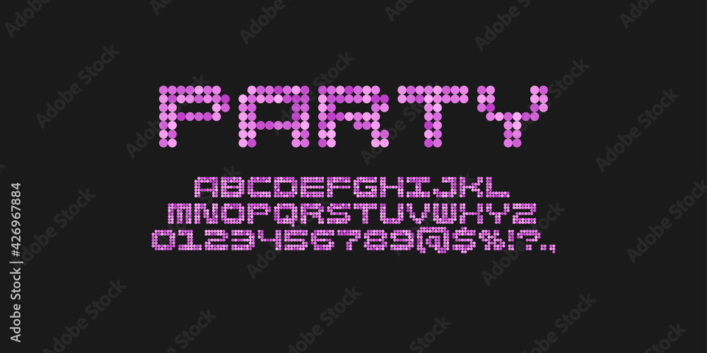 Fototapete alphabet font. capital letters of the latin alphabet. a dot font consisting of round particles.