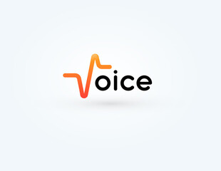 Music icon, radio wave logotype, soundwave symbol. Sound impulse logo design for voice and audio record studio, music store brand design, audio recording company. Vector illustration