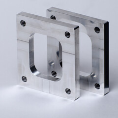 aluminium cut spare parts on white background