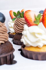 Set of cupcakes in a white box
