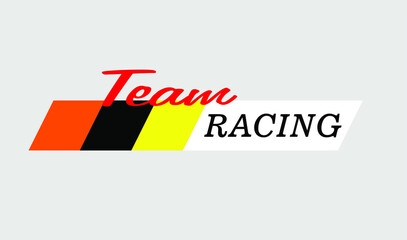 a three-color sticker design with the words Team Racing